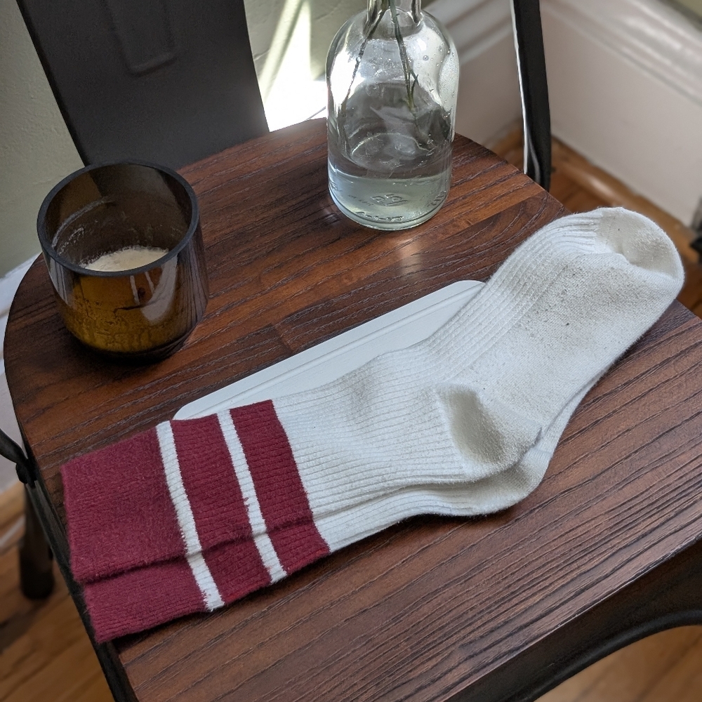 White and Red Striped Men's Sock